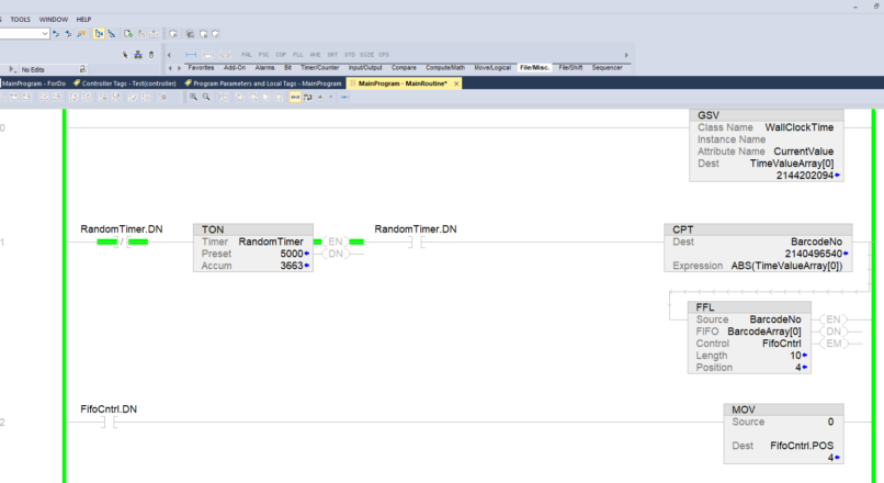 PLC FIFO Instructure Usage (FFL)