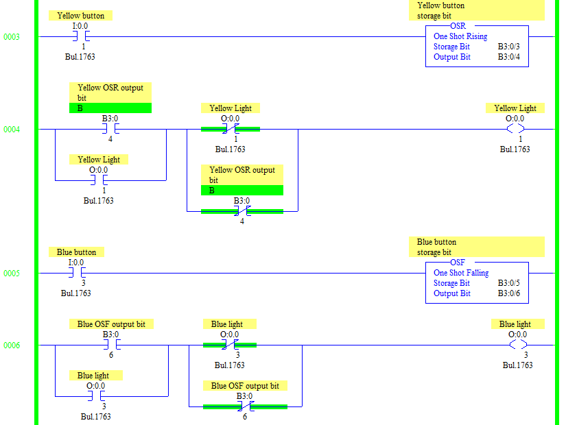 Rslogix 500 using one shots ons osr osf commands